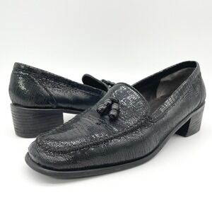 Stuart Weitzman McCool Saville Nappa Loafer 39 Croc Emboss Quiet Luxury Academia